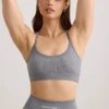 FlexiRib Scoop Neck Sports Bra in Grey Melange