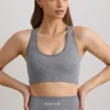 FlexiRib Wide Strap Sports Bra in Grey Melange
