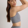FlexiRib Wide Strap Sports Bra in Grey Melange