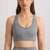 FlexiRib Wide Strap Sports Bra in Grey Melange