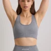 FlexiRib Wide Strap Sports Bra in Grey Melange