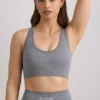 FlexiRib Wide Strap Sports Bra in Grey Melange