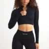 FlexiRib Zip-Up Cropped Jacket in Black