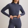 FlexiRib Zip-Up Cropped Jacket in Indigo Slate