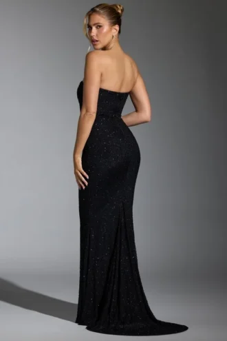 Florentina Embellished Corset Gown in Black