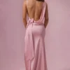 Florienne Satin Draped Bridesmaid Dress in Blush Pink