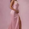Florienne Satin Draped Bridesmaid Dress in Blush Pink