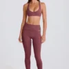 Foldover Mid-Rise Stirrup Leggings in Acai