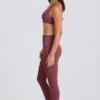 Foldover Mid-Rise Stirrup Leggings in Acai