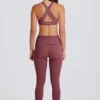 Foldover Mid-Rise Stirrup Leggings in Acai