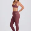 Foldover Mid-Rise Stirrup Leggings in Acai