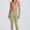 Foldover Mid-Rise Stirrup Leggings in Matcha
