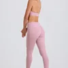 Foldover Mid-Rise Stirrup Leggings in Mauve