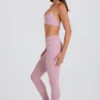 Foldover Mid-Rise Stirrup Leggings in Mauve