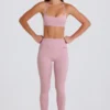 Foldover Mid-Rise Stirrup Leggings in Mauve