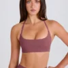 Four-Way Stretch Scoop-Neck Halterneck Sports Bra in Acai