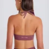 Four-Way Stretch Scoop-Neck Halterneck Sports Bra in Acai