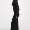 Frances Sheer Jersey Long-Sleeve Backless Maxi Dress in Black