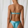 Freshwater Pearl-Detail Bandeau Bikini Top in Turquoise
