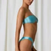Freshwater Pearl-Detail Bandeau Bikini Top in Turquoise