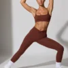 Full Length Leggings with Pockets in Brown