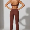 Full Length Leggings with Pockets in Brown