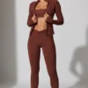 Full Length Leggings with Pockets in Brown