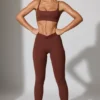 Full Length Leggings with Pockets in Brown