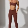 Full Length Leggings with Pockets in Brown
