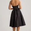 Gabrielle Strapless Corset Midi Dress in Black