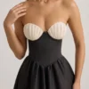 Gabrielle Strapless Corset Midi Dress in Black