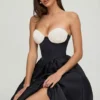 Gabrielle Strapless Corset Midi Dress in Black