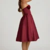 Gabrielle Strapless Corset Midi Dress in Wine Red