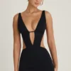 Gaia Cut-Out A-Line Mini Dress in Black