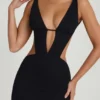Gaia Cut-Out A-Line Mini Dress in Black