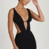 Gaia Cut-Out A-Line Mini Dress in Black