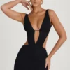 Gaia Cut-Out A-Line Mini Dress in Black