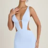 Gaia Cut-Out A-Line Mini Dress in Periwinkle Blue