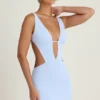 Gaia Cut-Out A-Line Mini Dress in Periwinkle Blue