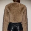Galaia Cropped Faux-Fur Jacket in Light Brown