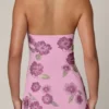 Galene Embellished Halterneck Mini Dress in Soft Pink