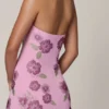 Galene Embellished Halterneck Mini Dress in Soft Pink