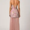 Galia Embellished Convertible Lace-Up Gown in Floral Pink