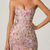Galia Embellished Convertible Lace-Up Gown in Floral Pink