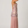 Galia Embellished Convertible Lace-Up Gown in Floral Pink
