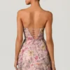 Galia Embellished Convertible Lace-Up Gown in Floral Pink