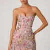 Galia Embellished Convertible Lace-Up Gown in Floral Pink