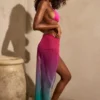 Gelato Ruched Midi Sarong in Green Multi