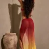 Gelato Ruched Midi Sarong in Yellow Multi