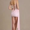 Genevieve Embellished Lace Corset Mini Dress in Baby Pink